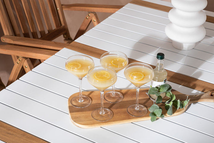Venture Home Togo - Dining Table- White / Teak - Allu / Teak - 150*100 _1+ Kenya 5-position Folding Chair - Teak _4
