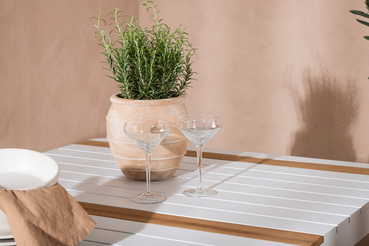 Venture Home Togo - Dining Table- White / Teak - Allu / Teak - 150*100 _1+ Lindos Stacking Chair - Black Alu / Latte Rope _4
