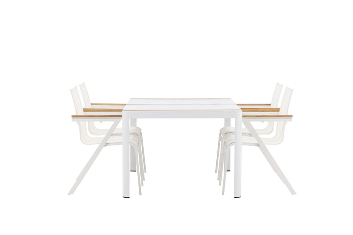 Venture Home Togo - Dining Table- White / Teak - Allu / Teak - 150*100 _1+ Mexico Chair - White/Teak _4