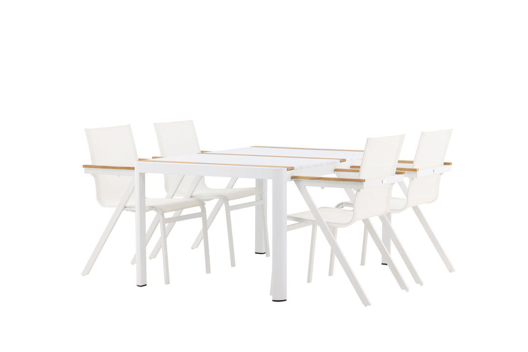 Venture Home Togo - Dining Table- White / Teak - Allu / Teak - 150*100 _1+ Mexico Chair - White/Teak _4