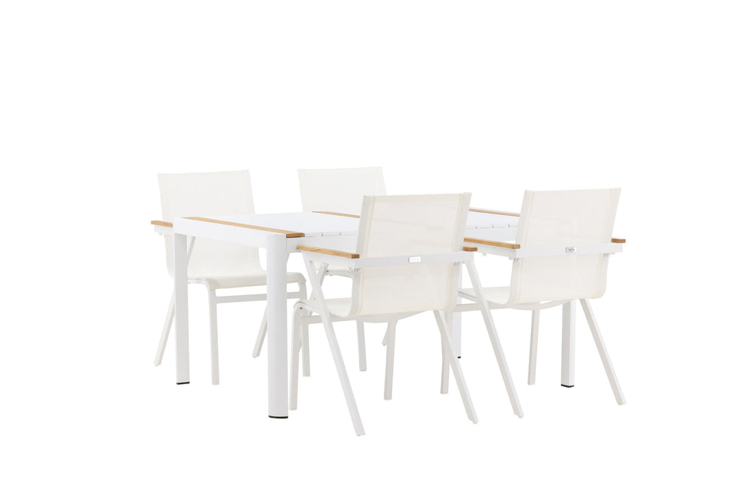 Venture Home Togo - Dining Table- White / Teak - Allu / Teak - 150*100 _1+ Mexico Chair - White/Teak _4