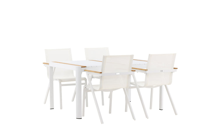 Venture Home Togo - Dining Table- White / Teak - Allu / Teak - 150*100 _1+ Mexico Chair - White/Teak _4