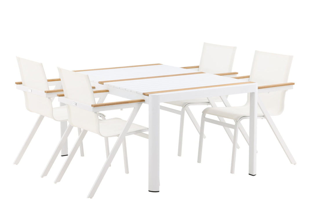 Venture Home Togo - Dining Table- White / Teak - Allu / Teak - 150*100 _1+ Mexico Chair - White/Teak _4