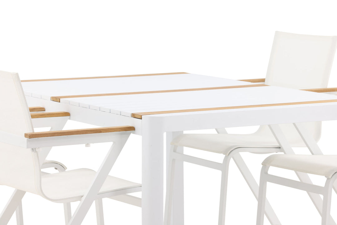 Venture Home Togo - Dining Table- White / Teak - Allu / Teak - 150*100 _1+ Mexico Chair - White/Teak _4