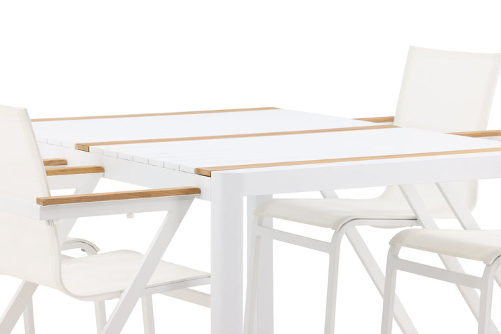 Venture Home Togo - Dining Table- White / Teak - Allu / Teak - 150*100 _1+ Mexico Chair - White/Teak _4
