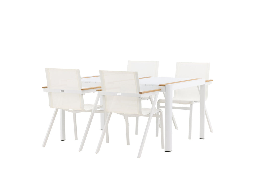 Venture Home Togo - Dining Table- White / Teak - Allu / Teak - 150*100 _1+ Mexico Chair - White/Teak _4