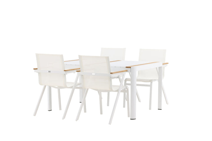 Venture Home Togo - Dining Table- White / Teak - Allu / Teak - 150*100 _1+ Mexico Chair - White/Teak _4