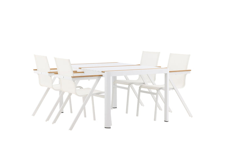 Venture Home Togo - Dining Table- White / Teak - Allu / Teak - 150*100 _1+ Mexico Chair - White/Teak _4