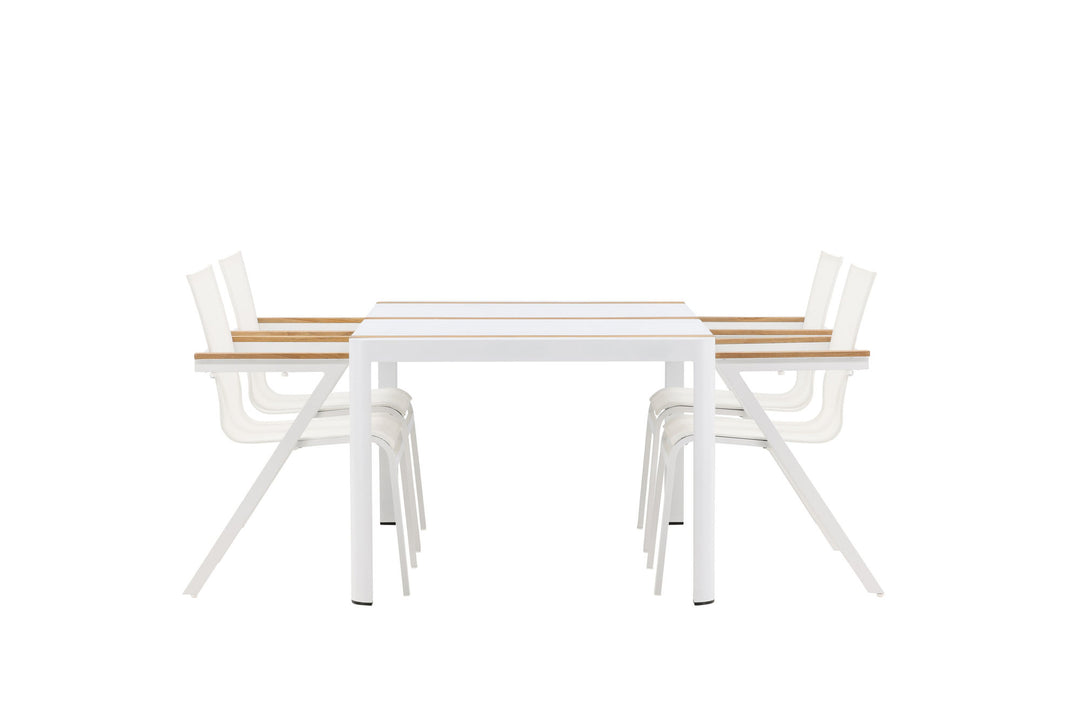 Venture Home Togo - Dining Table- White / Teak - Allu / Teak - 150*100 _1+ Mexico Chair - White/Teak _4