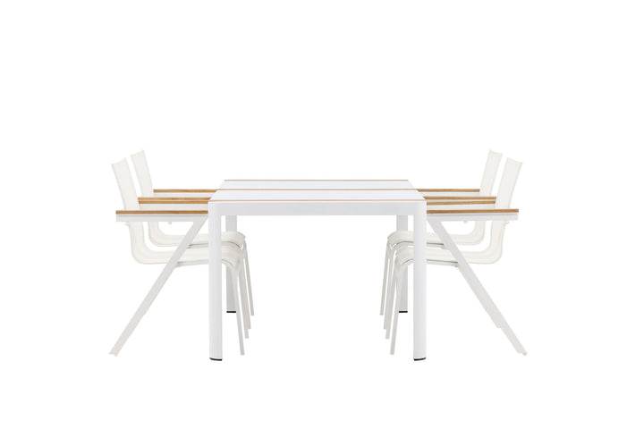Venture Home Togo - Dining Table- White / Teak - Allu / Teak - 150*100 _1+ Mexico Chair - White/Teak _4