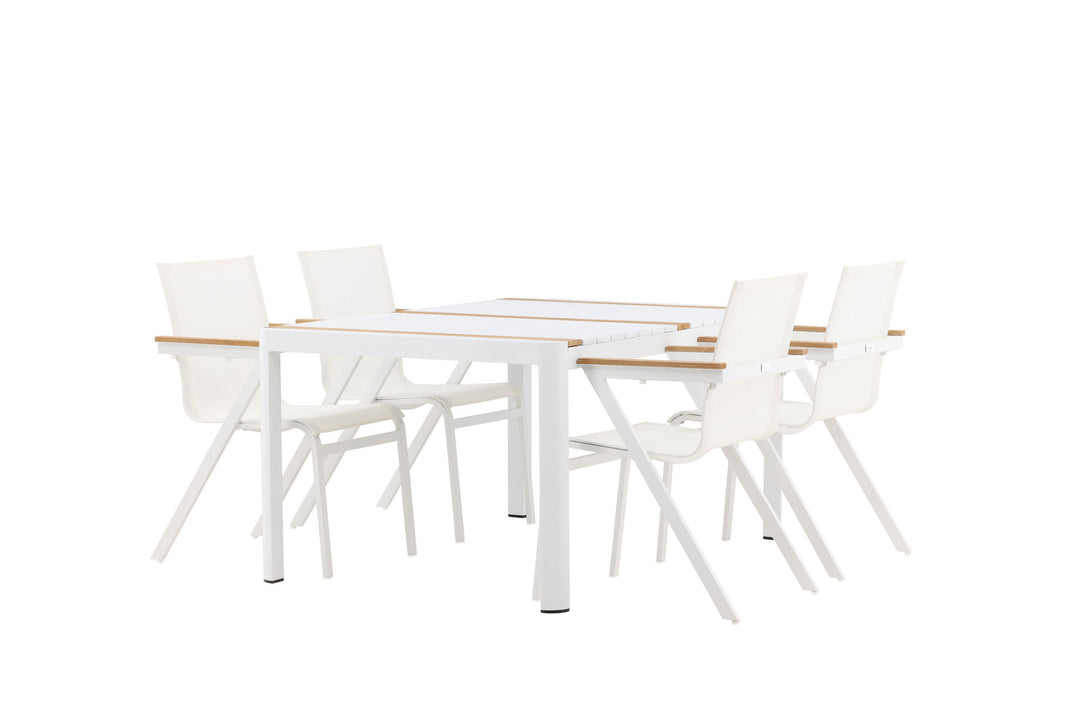 Venture Home Togo - Dining Table- White / Teak - Allu / Teak - 150*100 _1+ Mexico Chair - White/Teak _4