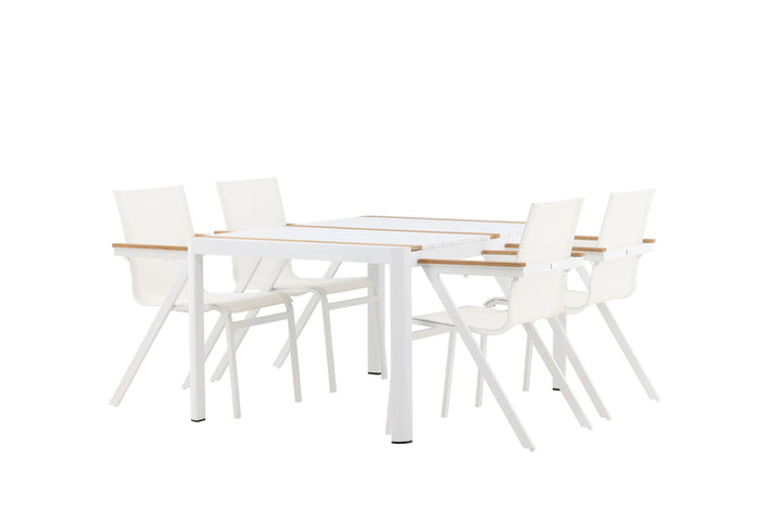 Venture Home Togo - Dining Table- White / Teak - Allu / Teak - 150*100 _1+ Mexico Chair - White/Teak _4