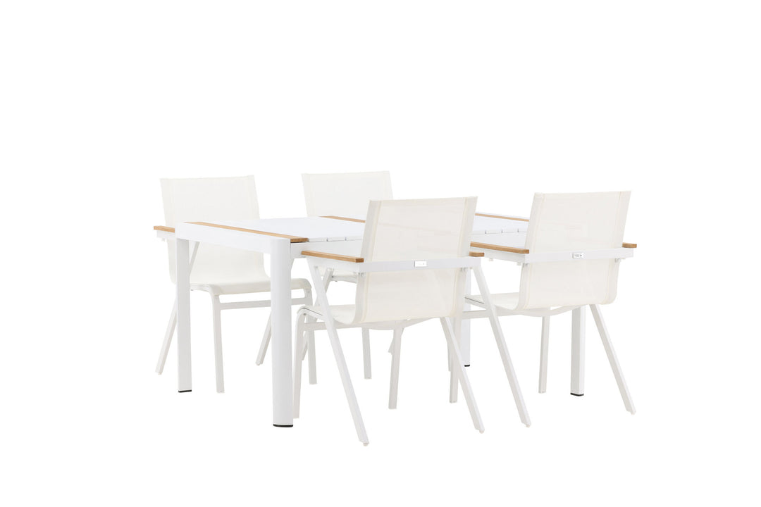 Venture Home Togo - Dining Table- White / Teak - Allu / Teak - 150*100 _1+ Mexico Chair - White/Teak _4