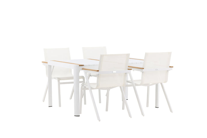 Venture Home Togo - Dining Table- White / Teak - Allu / Teak - 150*100 _1+ Mexico Chair - White/Teak _4