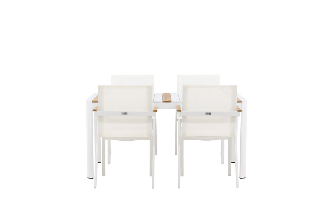 Venture Home Togo - Dining Table- White / Teak - Allu / Teak - 150*100 _1+ Mexico Chair - White/Teak _4