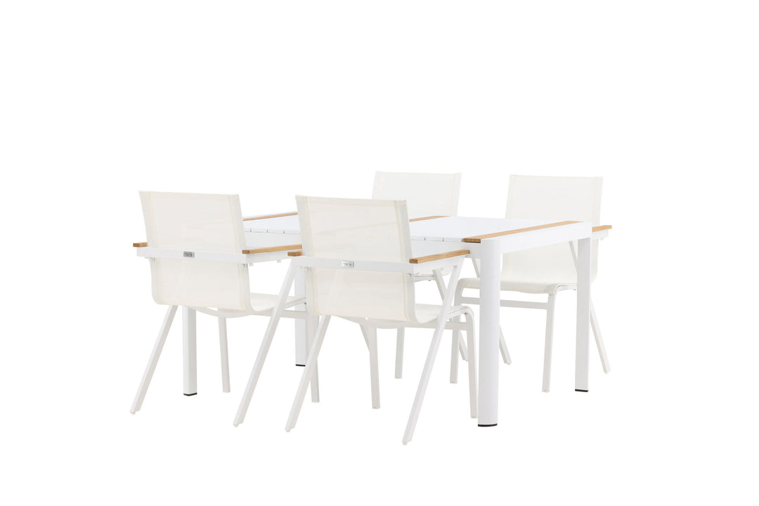 Venture Home Togo - Dining Table- White / Teak - Allu / Teak - 150*100 _1+ Mexico Chair - White/Teak _4