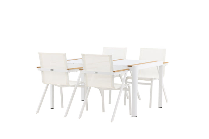 Venture Home Togo - Dining Table- White / Teak - Allu / Teak - 150*100 _1+ Mexico Chair - White/Teak _4