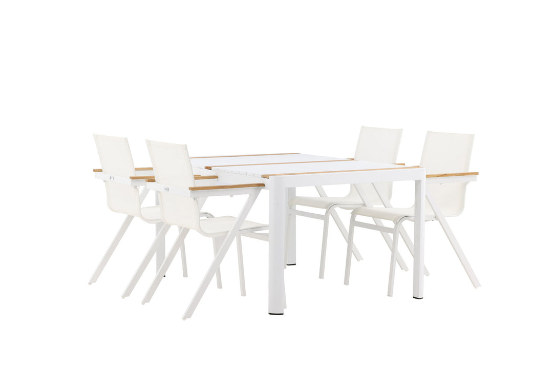Venture Home Togo - Dining Table- White / Teak - Allu / Teak - 150*100 _1+ Mexico Chair - White/Teak _4
