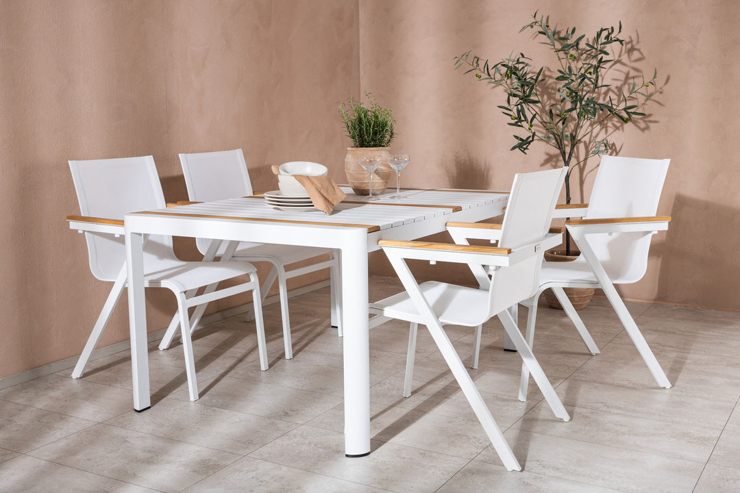 Venture Home Togo - Dining Table- White / Teak - Allu / Teak - 150*100 _1+ Mexico Chair - White/Teak _4