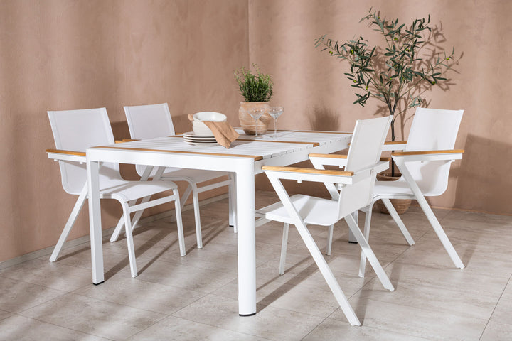 Venture Home Togo - Dining Table- White / Teak - Allu / Teak - 150*100 _1+ Mexico Chair - White/Teak _4