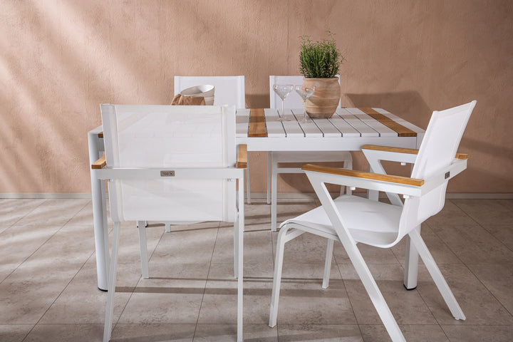 Venture Home Togo - Dining Table- White / Teak - Allu / Teak - 150*100 _1+ Mexico Chair - White/Teak _4