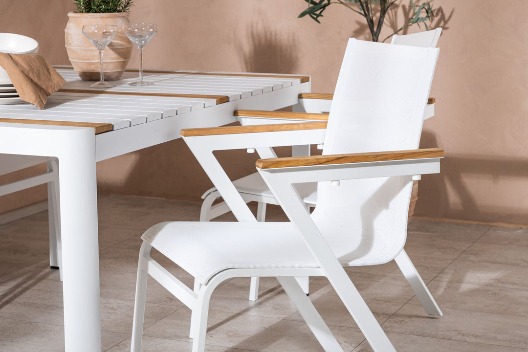 Venture Home Togo - Dining Table- White / Teak - Allu / Teak - 150*100 _1+ Mexico Chair - White/Teak _4