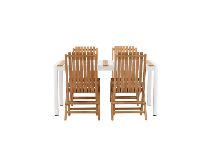 Venture Home Togo - Dining Table- White / Teak - Allu / Teak - 150*100 _1+ Ghana - Folding Chair- Natural - Teak - _4