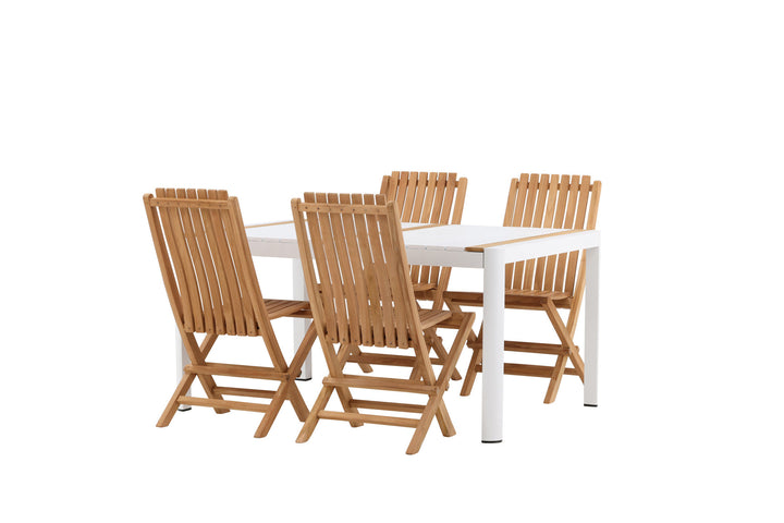 Venture Home Togo - Dining Table- White / Teak - Allu / Teak - 150*100 _1+ Ghana - Folding Chair- Natural - Teak - _4