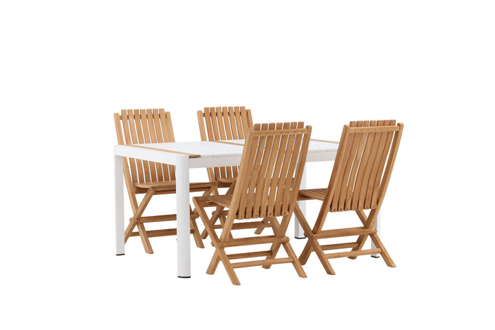 Venture Home Togo - Dining Table- White / Teak - Allu / Teak - 150*100 _1+ Ghana - Folding Chair- Natural - Teak - _4