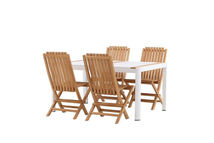 Venture Home Togo - Dining Table- White / Teak - Allu / Teak - 150*100 _1+ Ghana - Folding Chair- Natural - Teak - _4