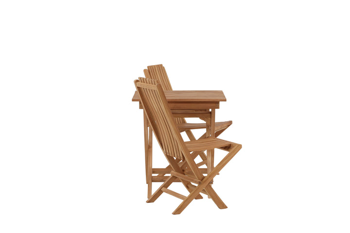 Venture Home Ghana - Folding Table- Natural - Teak - 70*70cm _1+ Ghana - Folding Chair- Natural - Teak - _2