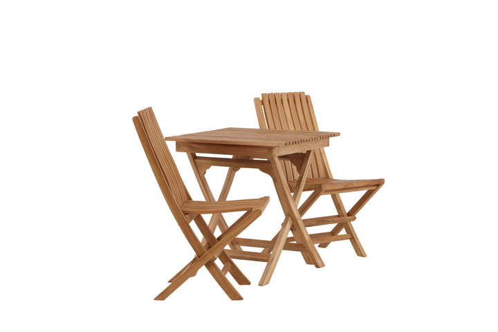 Venture Home Ghana - Folding Table- Natural - Teak - 70*70cm _1+ Ghana - Folding Chair- Natural - Teak - _2