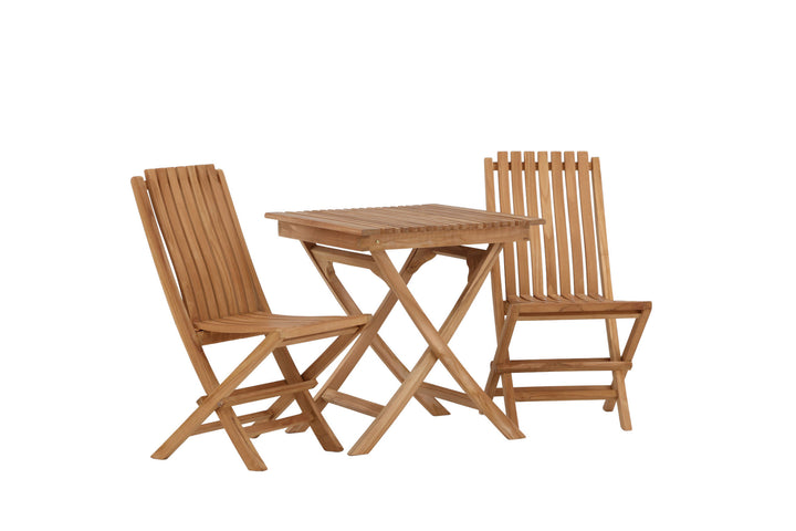 Venture Home Ghana - Folding Table- Natural - Teak - 70*70cm _1+ Ghana - Folding Chair- Natural - Teak - _2