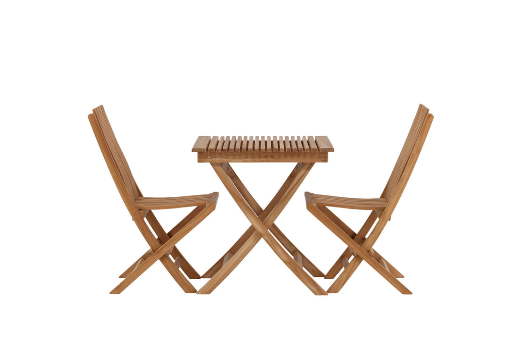 Venture Home Ghana - Folding Table- Natural - Teak - 70*70cm _1+ Ghana - Folding Chair- Natural - Teak - _2