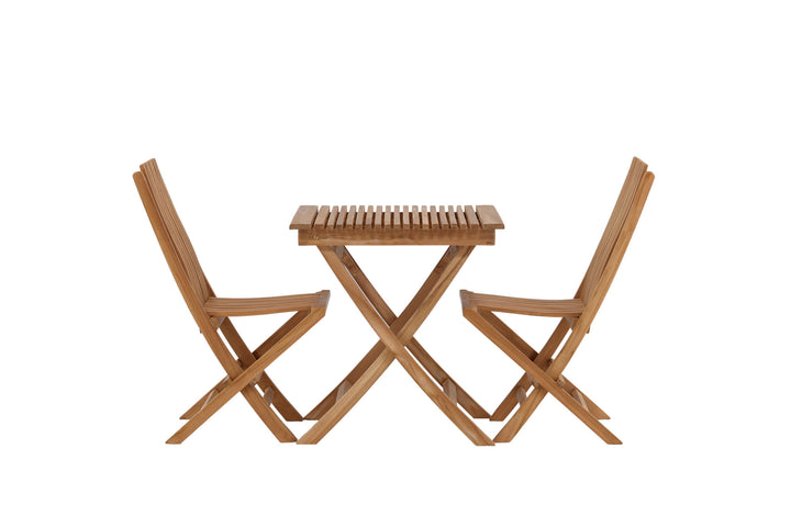 Venture Home Ghana - Folding Table- Natural - Teak - 70*70cm _1+ Ghana - Folding Chair- Natural - Teak - _2