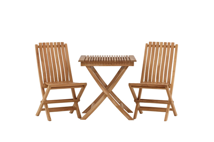 Venture Home Ghana - Folding Table- Natural - Teak - 70*70cm _1+ Ghana - Folding Chair- Natural - Teak - _2