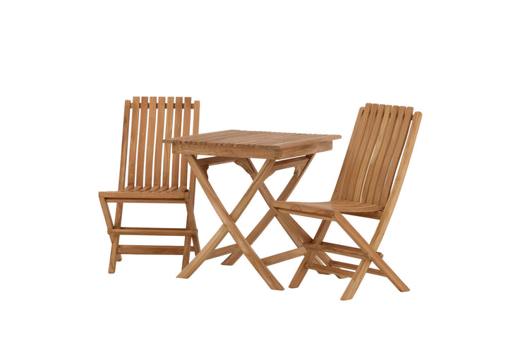 Venture Home Ghana - Folding Table- Natural - Teak - 70*70cm _1+ Ghana - Folding Chair- Natural - Teak - _2