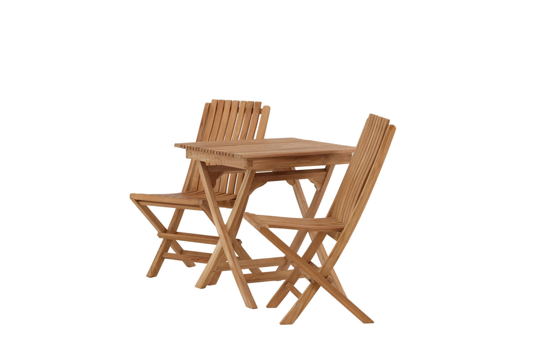 Venture Home Ghana - Folding Table- Natural - Teak - 70*70cm _1+ Ghana - Folding Chair- Natural - Teak - _2