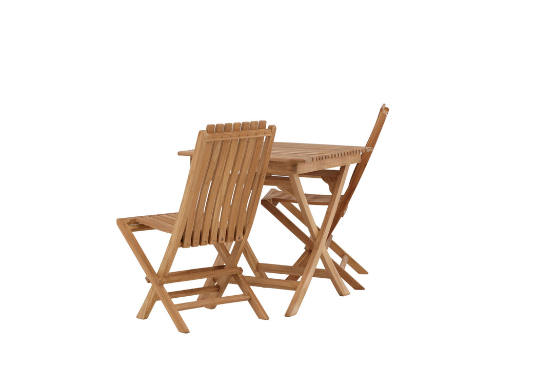 Venture Home Ghana - Folding Table- Natural - Teak - 70*70cm _1+ Ghana - Folding Chair- Natural - Teak - _2