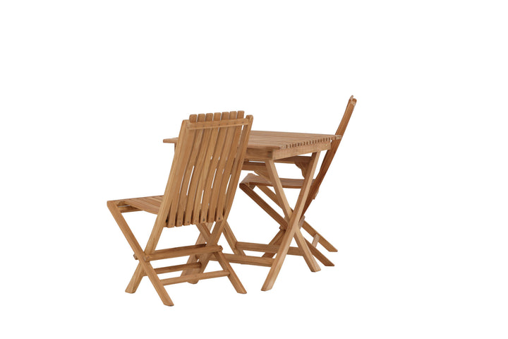 Venture Home Ghana - Folding Table- Natural - Teak - 70*70cm _1+ Ghana - Folding Chair- Natural - Teak - _2
