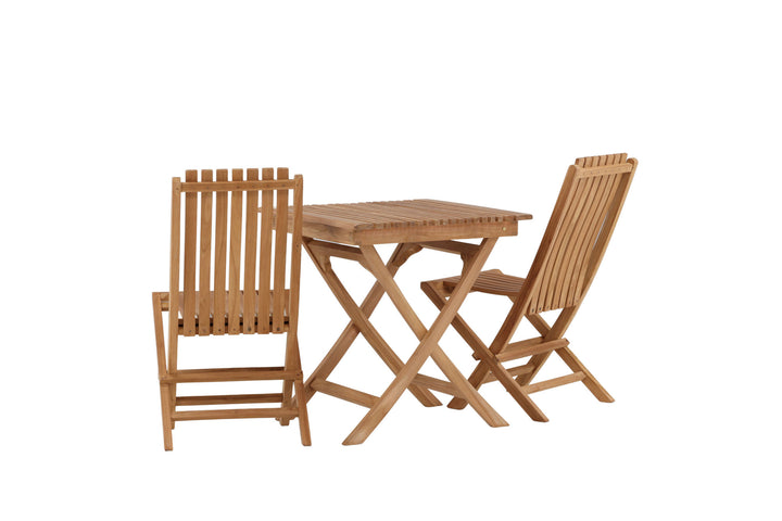 Venture Home Ghana - Folding Table- Natural - Teak - 70*70cm _1+ Ghana - Folding Chair- Natural - Teak - _2