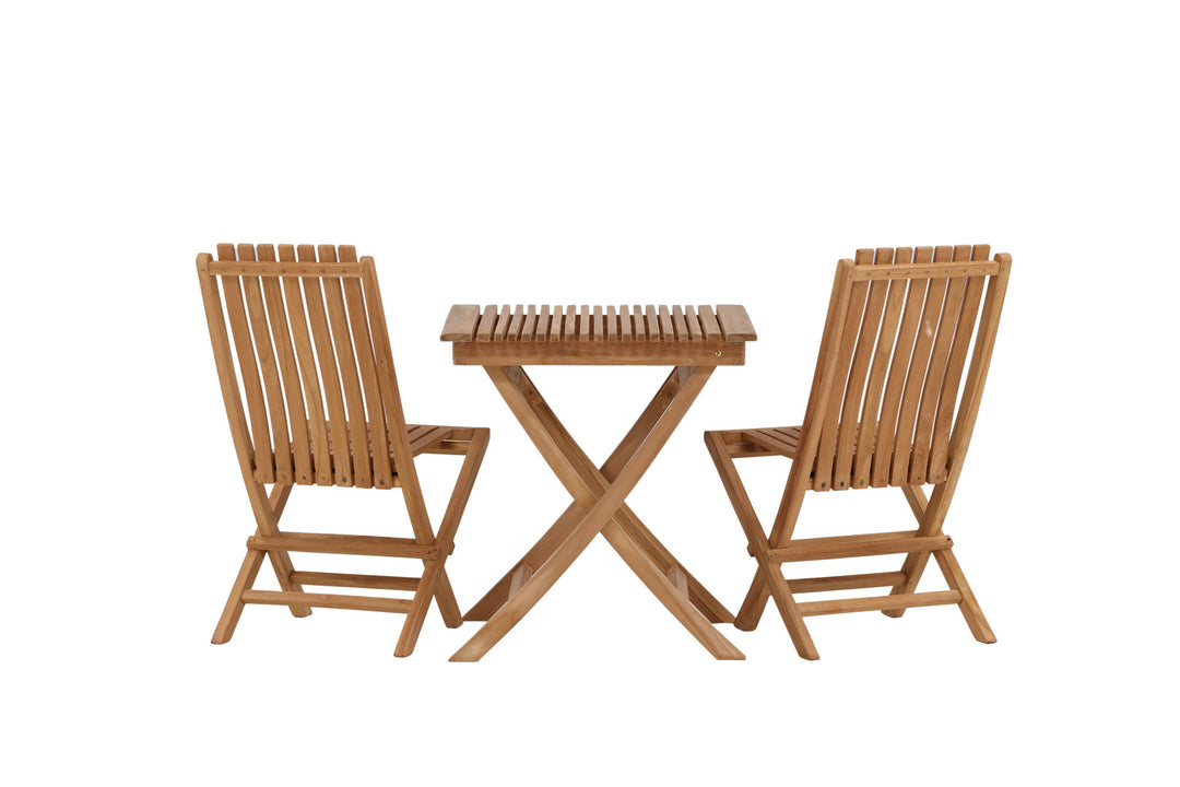 Venture Home Ghana - Folding Table- Natural - Teak - 70*70cm _1+ Ghana - Folding Chair- Natural - Teak - _2