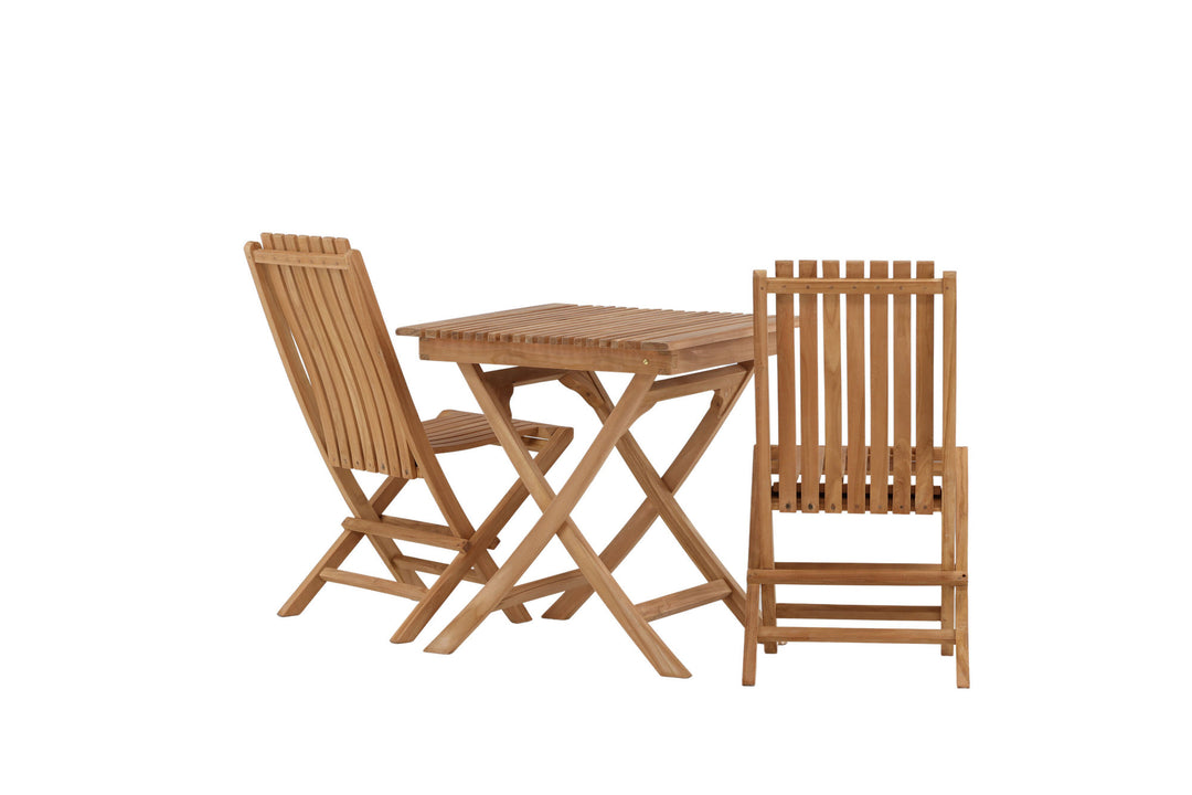 Venture Home Ghana - Folding Table- Natural - Teak - 70*70cm _1+ Ghana - Folding Chair- Natural - Teak - _2