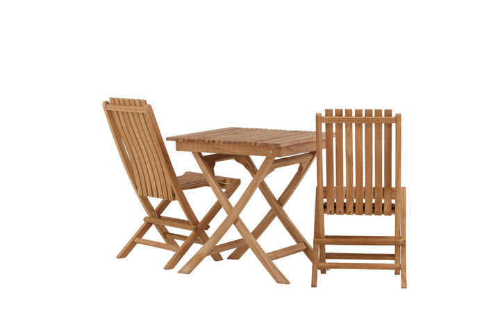 Venture Home Ghana - Folding Table- Natural - Teak - 70*70cm _1+ Ghana - Folding Chair- Natural - Teak - _2