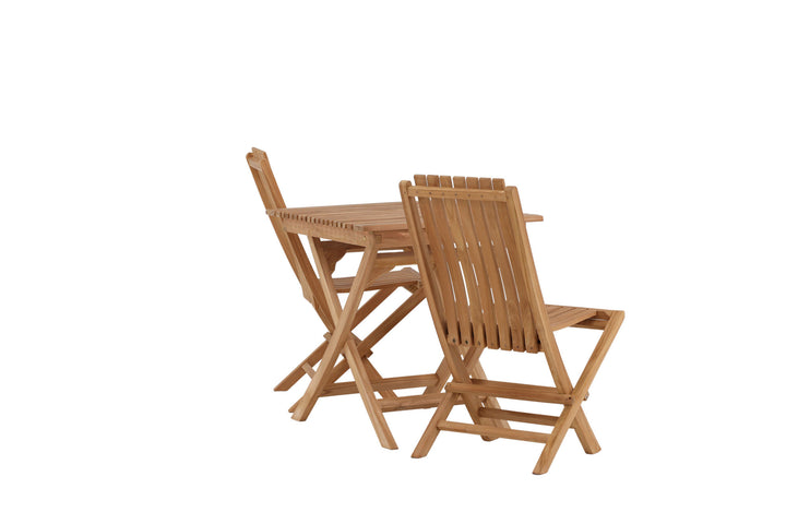 Venture Home Ghana - Folding Table- Natural - Teak - 70*70cm _1+ Ghana - Folding Chair- Natural - Teak - _2