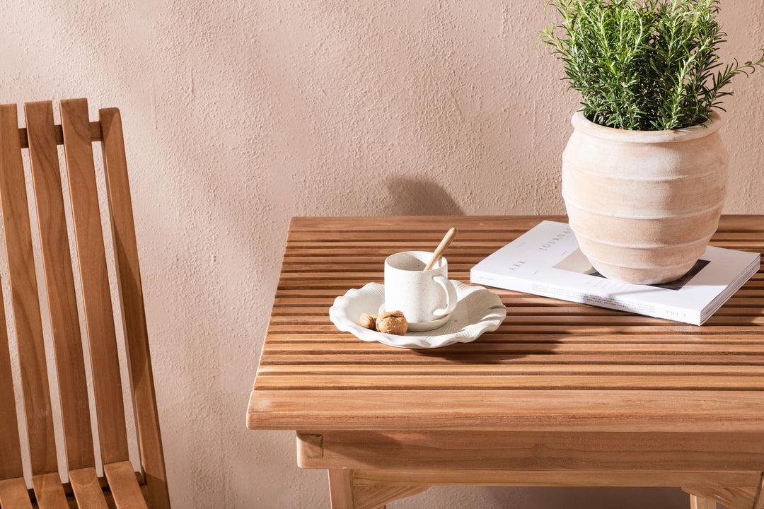 Venture Home Ghana - Folding Table- Natural - Teak - 70*70cm _1+ Ghana - Folding Chair- Natural - Teak - _2