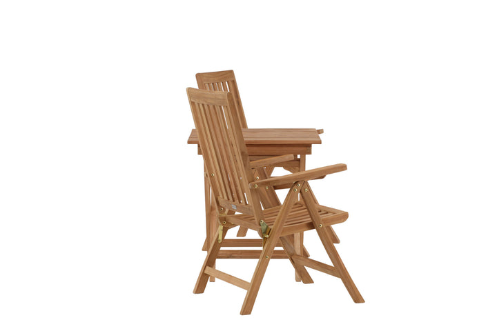 Venture Home Ghana - Folding Table- Natural - Teak - 70*70cm _1+ Kenya 5-position Folding Chair - Teak _2