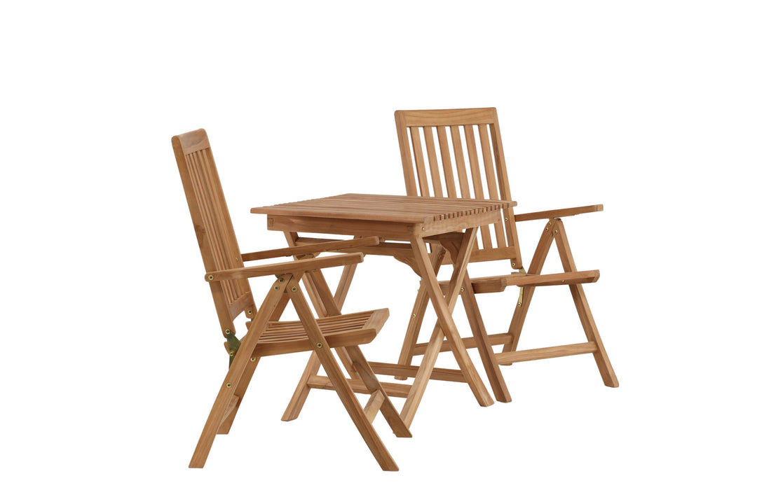 Venture Home Ghana - Folding Table- Natural - Teak - 70*70cm _1+ Kenya 5-position Folding Chair - Teak _2