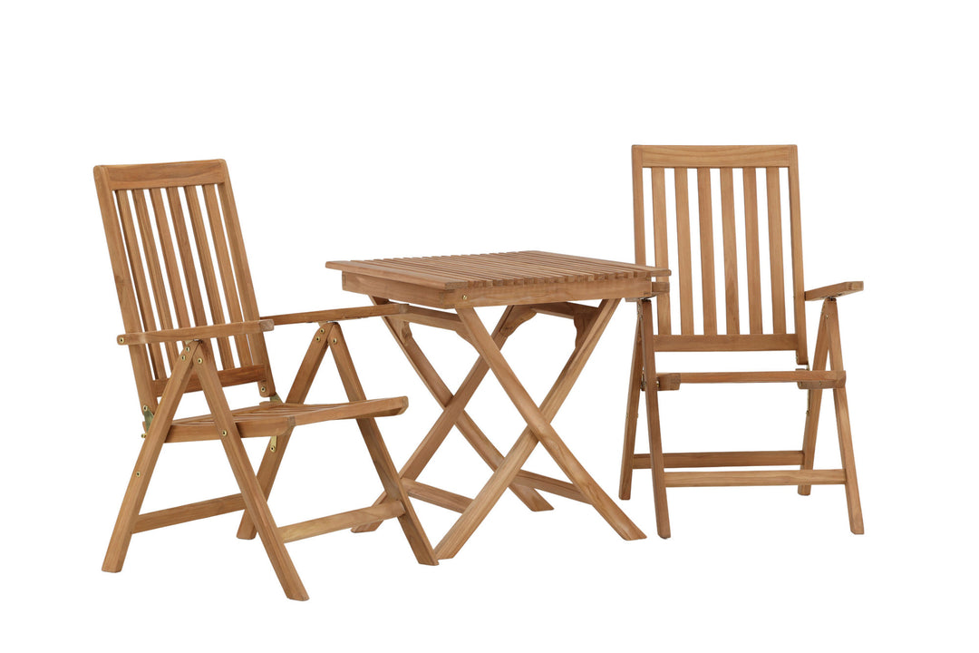 Venture Home Ghana - Folding Table- Natural - Teak - 70*70cm _1+ Kenya 5-position Folding Chair - Teak _2
