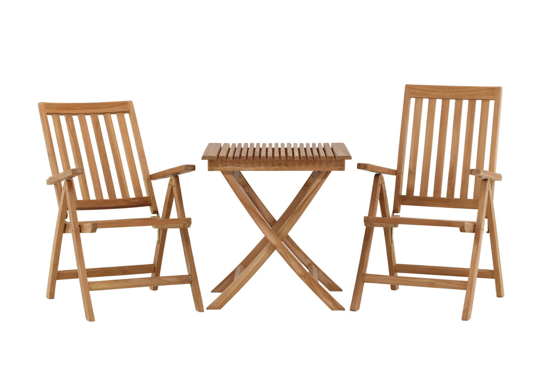 Venture Home Ghana - Folding Table- Natural - Teak - 70*70cm _1+ Kenya 5-position Folding Chair - Teak _2